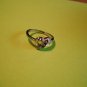 New Silver Plate Ring 3 Gold Rhinestones On Ribbon Size 6.25