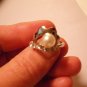 New Silver Plate Pearl Ring With 7 Rhinestnes-Size 8