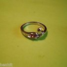 New Silver Plated Two Pink Rhinestones Stylish Ring Size 7 1/2