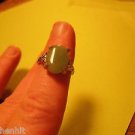 New Silver Plate Green Natural Stone Ring Size 6
