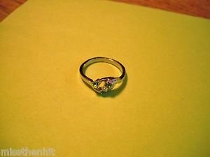 New Silver Plate Ring Four Clear Rhinestones Size 7 1/2