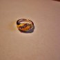 New Gold Plated Yellow Enamel & Loop Of Rhinestones Ring Size 6 1/2