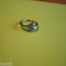 New Silver Plated 4 Lite Blue rhinestones Ring Size 7 1/2.