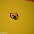 New Size 6 1/2 Gold Plated CZ round Black Rhinestone Ring Heart Mount