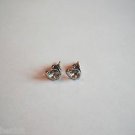 New Silver Heart Clear Rhinestone Post Earrings For Pierced Ears