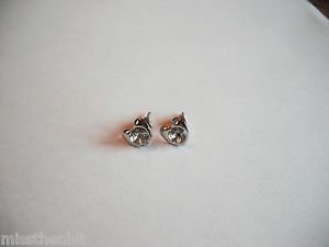 New Silver Heart Clear Rhinestone Post Earrings For Pierced Ears