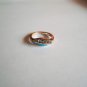New Size 6 Gold Plated 5 Clear Rhinestones & Blue Enamel Ring