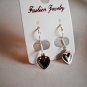 New Silver Beaded Heart Hook Earrings For Pierced Ears