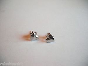 New Silver Heart Post Earrings For Pierced Ears