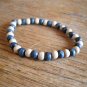 New Blue & White Wooden Beads Stretchable Bracelet