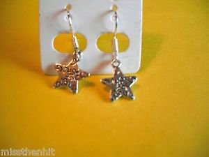 New Silver Just For You Star Hook Earrings For Pierced Ears