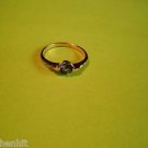 New Size 7 1/2 Gold Plated C.Z. Grey Round Solitaire Rhinestone Ring