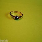 New Size 6 1/2 Gold Plated CZ Dark Blue Solitaire Rhinestone Ring