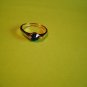 New Size 6 1/2 Gold Plated CZ Dark Blue Solitaire Rhinestone Ring