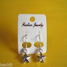 New Plastic Silver Raised Panel Star Hook Earrings for Pierced Ears