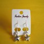 New Plastic Silver Raised Panel Star Hook Earrings for Pierced Ears