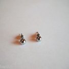 New Silver Bead Post Earrings For Pierced Ears