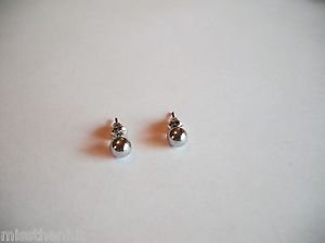 New Silver Bead Post Earrings For Pierced Ears