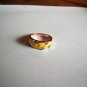 New Size 7 1/2 Gold Plated 8 Clear Rhinestones & Yellow Enamel Ring