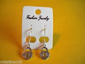 New Silver Plastic Padlock Hook Earrings For Pierced Ears