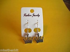 New Plastic Silver Crown Hook Earrings For Pierced Ears