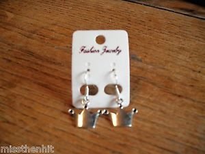 New Plastic Silver 3-Point CrownHook Earrings For Pierced Ears
