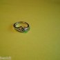 New Silver Plated Ring-Two Green Rhinestones On Stylish Band Size 6 1/2