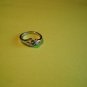 New Silver Plated Ring-Two Green Rhinestones On Stylish Band Size 6 1/2