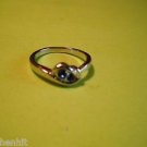 New Silver Plated Ring With Two Blue Rhinestones Size 8.75