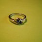 New Silver Plated Ring With Two Blue Rhinestones Size 8.75