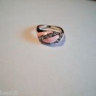 New Size 7 Lite Pink With Clear Rhinestones Gold Plated Ring