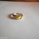 New Size 7.25 Gold Plated Yellow With Clear Rhinestones Ring