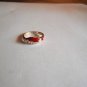New Size 7.25 Gold Plated Red Enamel With Clear Rhinestones Ring