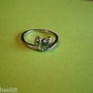 New Silver Plated Green Rhinestones Ring Size 9 1/2