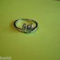 New Silver Plated Green Rhinestones Ring Size 9 1/2