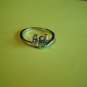 New Silver Plated Green Rhinestones Ring Size 9 1/2
