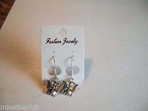 New Hook Silver Plastic Moth Earrings For Pierced Ears