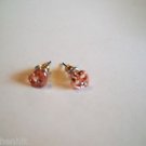 New Plastic Pink  Heart With Clear Rhinestone Post Earrings For Pierced Ears