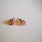 New Plastic Pink Heart With Clear Rhinestone Post Earrings For Pierced Ears