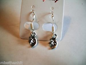New Silver Plastic Moon & Star Hook Earrings For Pierced Ears