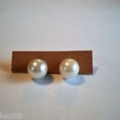New Large White Bead Stud Earrings For Pierced Ears.
