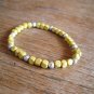 New Yellow Square & Silver Wooden Beads Stretchable Bracelet