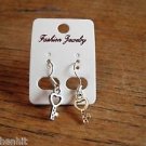 New Plastic Silver Heart key Hook Earrings For Pierced Ears.