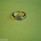 New Size 5 Gold Plated C.Z. Blue Round Solitaire Rhinestone Ring