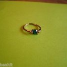 New Size 7.25 Gold Plated Dark Blue C.Z. Rhinestone Ring