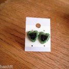 New Green & Black Plastic Heart Post Earrings