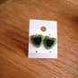 New Green & Black Plastic Heart Post Earrings