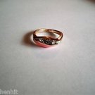 New Size 6 Gold Plated Pink & 5 Clear Rhinestones Ring
