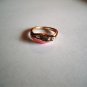 New Size 6 Gold Plated Pink & 5 Clear Rhinestones Ring