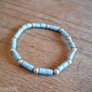 New Lite Blue & Gold Wooden Bead Stretchable Bracelet